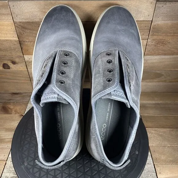 ECCO Kyle CVO Men's Size 10 Shoes Gray Leather Slip On Casual Comfort Sneakers