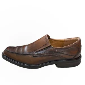 𝅺ECCO Mens Windsor Brown Leather Loafer Dress Shoes Comfort Slip On Moc Toe