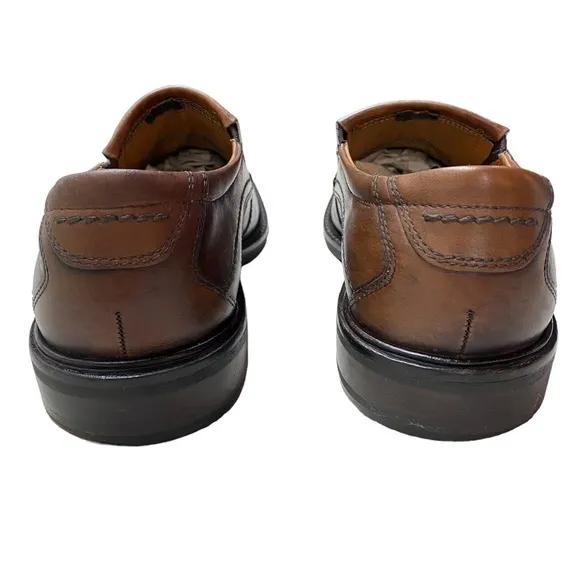 𝅺ECCO Mens Windsor Brown Leather Loafer Dress Shoes Comfort Slip On Moc Toe