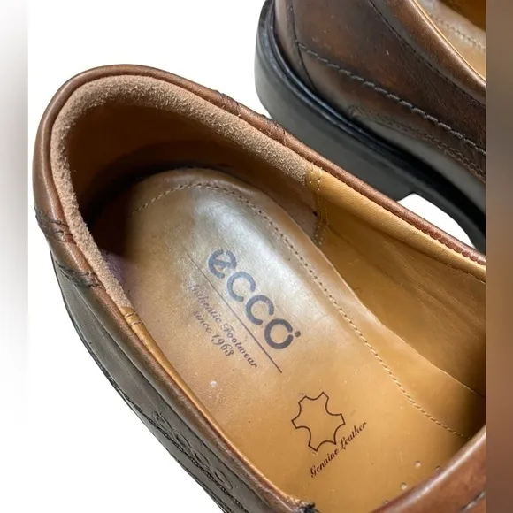 𝅺ECCO Mens Windsor Brown Leather Loafer Dress Shoes Comfort Slip On Moc Toe