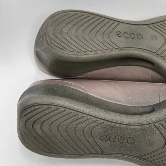 ECCO Shoes Size 41 / 10-10.5 Penny Loafer Snakeskin Taupe Heeled Wedge Comfort