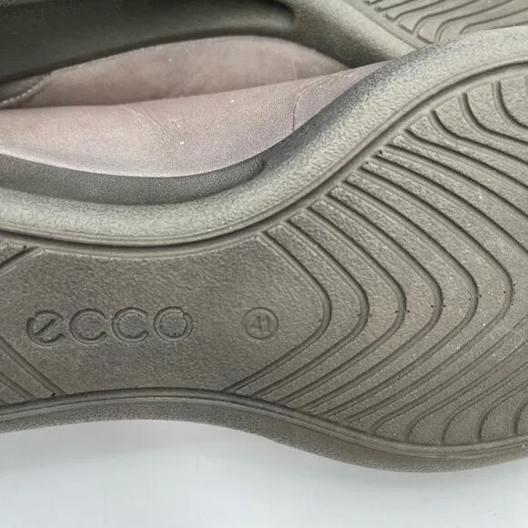 ECCO Shoes Size 41 / 10-10.5 Penny Loafer Snakeskin Taupe Heeled Wedge Comfort