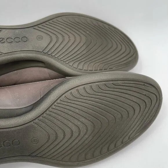 ECCO Shoes Size 41 / 10-10.5 Penny Loafer Snakeskin Taupe Heeled Wedge Comfort