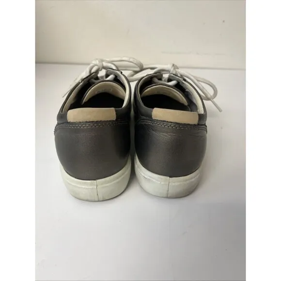Ecco Soft 7 Shoes Women’s 11 EXTRA WIDE Pewter Metallic Lace Up Comfort Sneakers