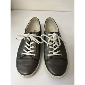 Ecco Soft 7 Shoes Women’s 11 EXTRA WIDE Pewter Metallic Lace Up Comfort Sneakers
