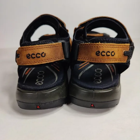 ECCO Yucatan Receptor Sandals Espresso Black Leather Straps Slip On Mens 12-12.5