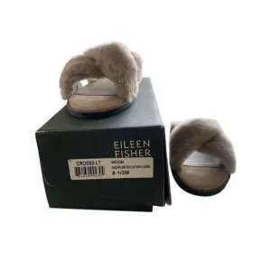 Eileen Fisher Taupe Shearling Crossover Sandals Cozy Slip-On Cross2-LT Size 8.5