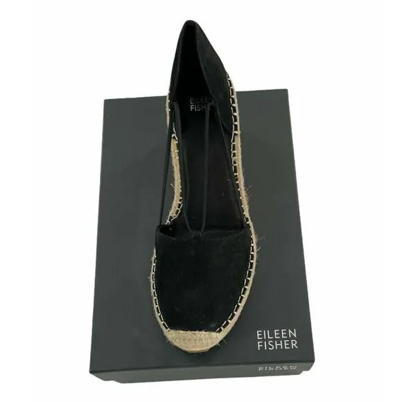 Eileen Fisher Yasmin Shoes Women 10 Tumbled Nubuck Espadrille D'orsay Wedge NEW