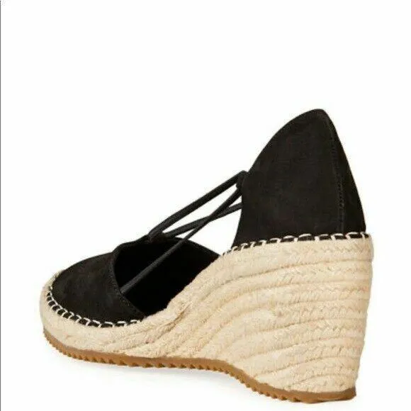 Eileen Fisher Yasmin Shoes Women 10 Tumbled Nubuck Espadrille D'orsay Wedge NEW