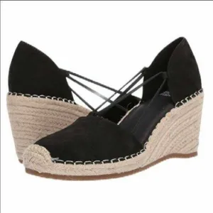 Eileen Fisher Yasmin Shoes Women 10 Tumbled Nubuck Espadrille D'orsay Wedge NEW