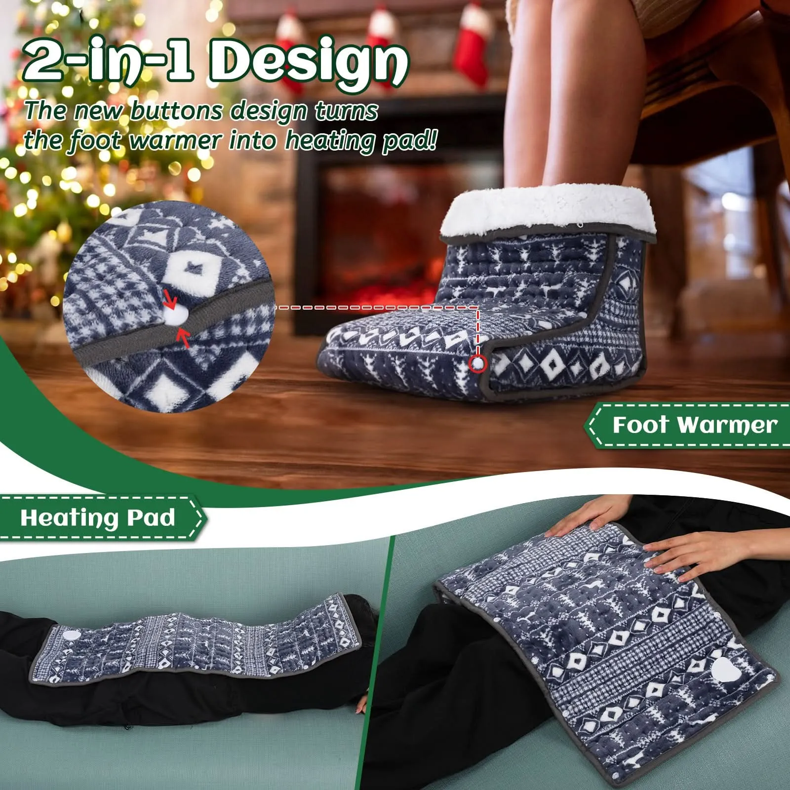 Electric Foot Warmer Boots – Flannel Heated Foot Pad for Office & Home