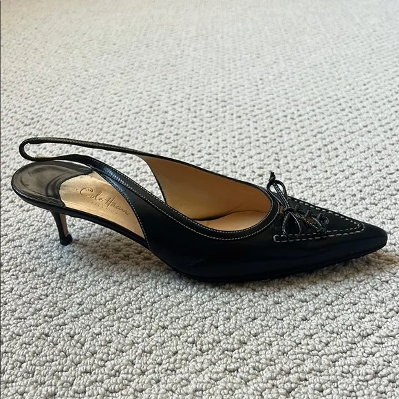 Elegant Black Cole Haan Slingback Shoes