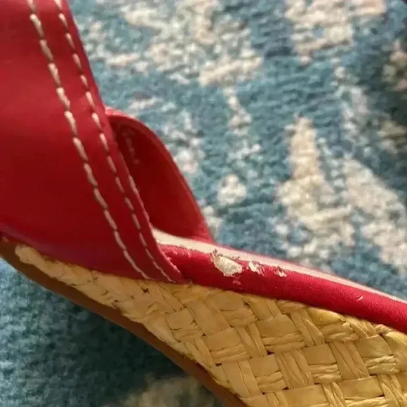 Etienne Aigner ankle strap, wedge, espadrille leather summer shoe nine NWOB