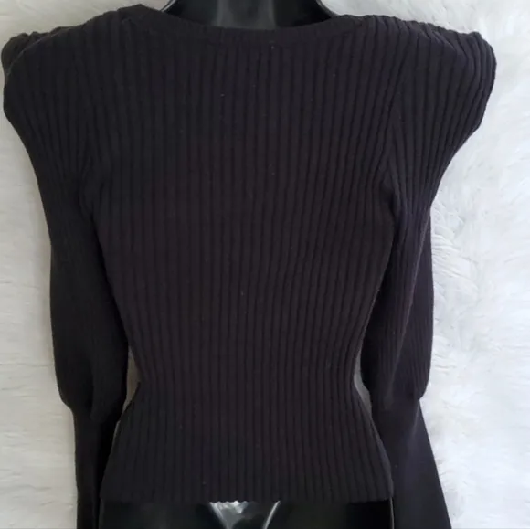 Express Black Ribbed Puff Sleeve Sweater