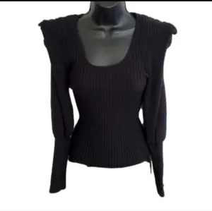 Express Black Ribbed Puff Sleeve Sweater