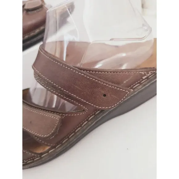 Finn Comfort Brown Leather Slip On Slide Backless Open Toe Sandals Shoes 42 10.5