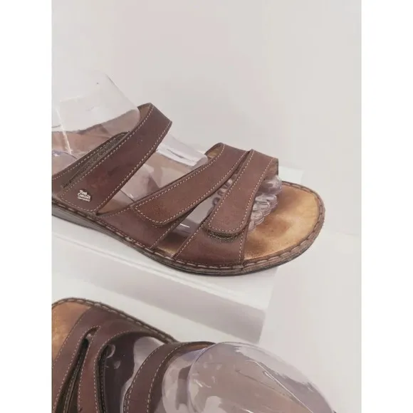 Finn Comfort Brown Leather Slip On Slide Backless Open Toe Sandals Shoes 42 10.5