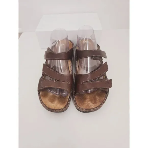 Finn Comfort Brown Leather Slip On Slide Backless Open Toe Sandals Shoes 42 10.5