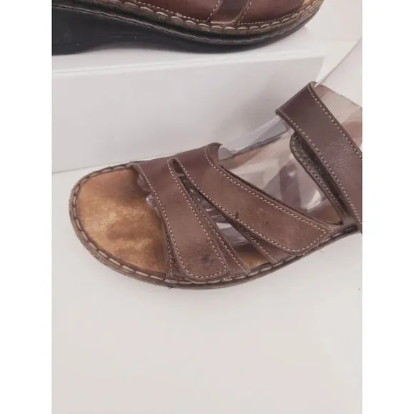 Finn Comfort Brown Leather Slip On Slide Backless Open Toe Sandals Shoes 42 10.5