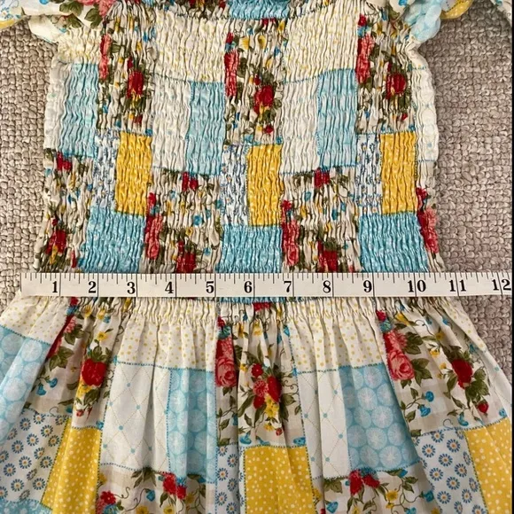 Floral Puff Sleeve Patchwork Nap Style Dress XS to S NWOT