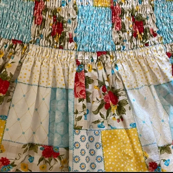 Floral Puff Sleeve Patchwork Nap Style Dress XS to S NWOT