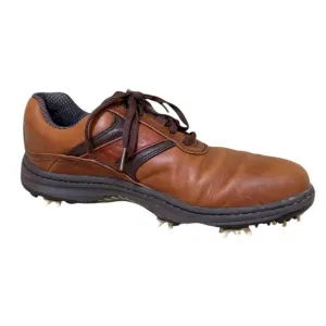 FootJoy Contour Plain Toe Leather Saddle Golf Shoes Brown Size 8.5