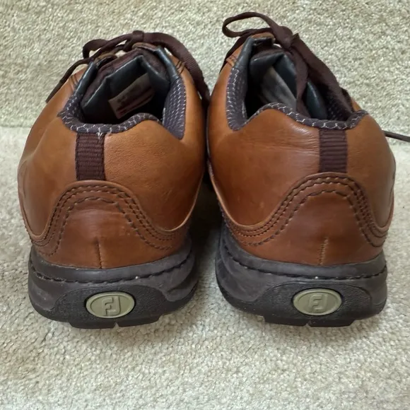 FootJoy Contour Plain Toe Leather Saddle Golf Shoes Brown Size 8.5