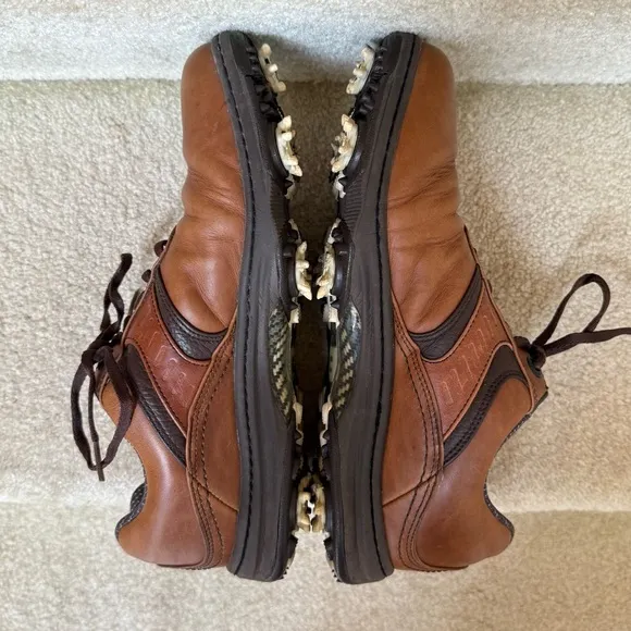 FootJoy Contour Plain Toe Leather Saddle Golf Shoes Brown Size 8.5