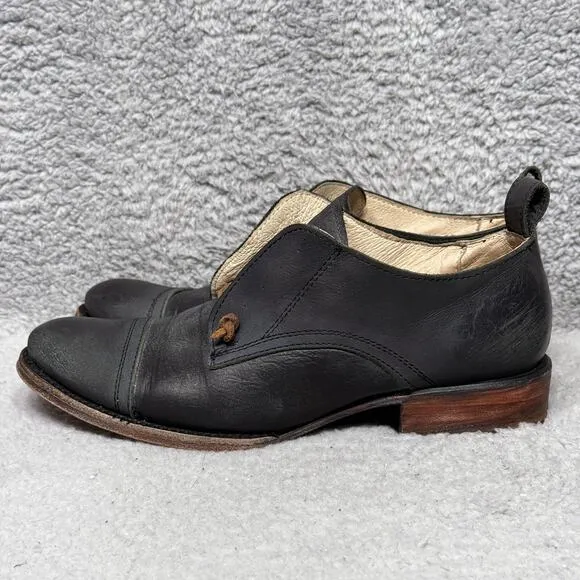 Freebird By Steven Mabel Womens Size 8 Oxford Shoes Black Distressed Leather