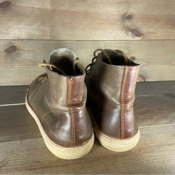 frye gates mens size 11 shoes brown leather comfort lace up sneakers