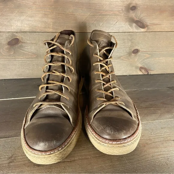 frye gates mens size 11 shoes brown leather comfort lace up sneakers