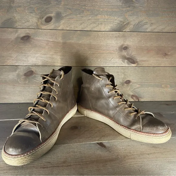 frye gates mens size 11 shoes brown leather comfort lace up sneakers