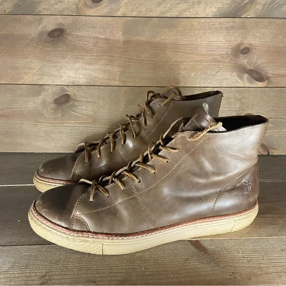 frye gates mens size 11 shoes brown leather comfort lace up sneakers