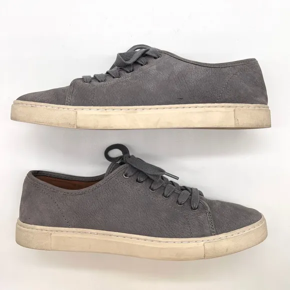 FRYE Shoes Womens 9 Gray Ivy Low Lace Sneaker Textured Nubuck Leather Comfort