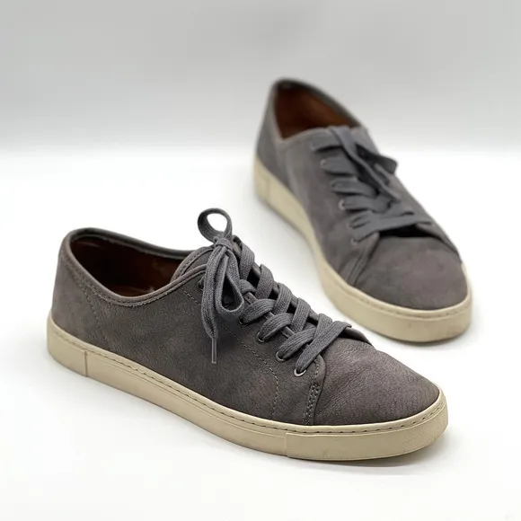 FRYE Shoes Womens 9 Gray Ivy Low Lace Sneaker Textured Nubuck Leather Comfort