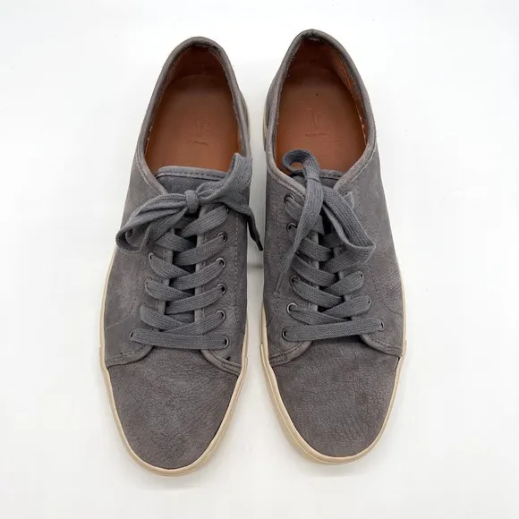 FRYE Shoes Womens 9 Gray Ivy Low Lace Sneaker Textured Nubuck Leather Comfort