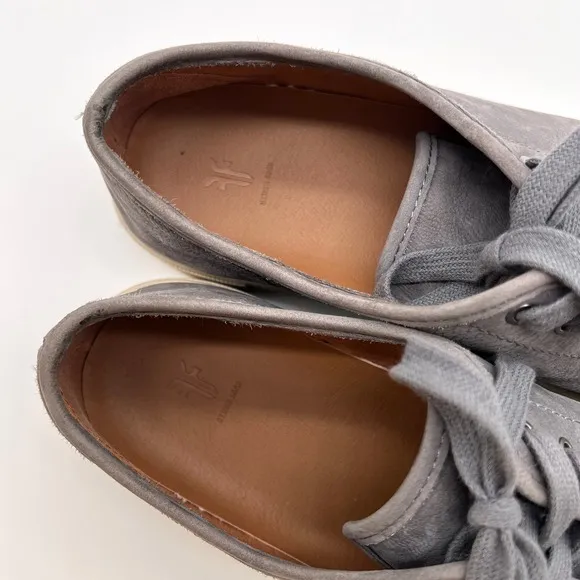 FRYE Shoes Womens 9 Gray Ivy Low Lace Sneaker Textured Nubuck Leather Comfort