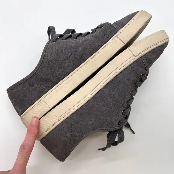 FRYE Shoes Womens 9 Gray Ivy Low Lace Sneaker Textured Nubuck Leather Comfort