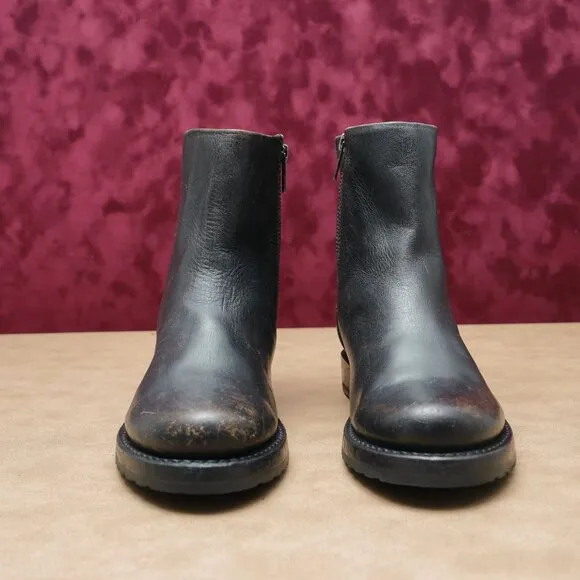 Frye Women Veronica Inside Zip Distressed Brown Leather Ankle Boots sz 5.5