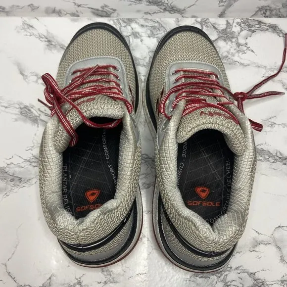 G Defy Gravity Defyer Mighty Walk Shoes Mens 8 Gray Mesh Red Athletic Sneaker