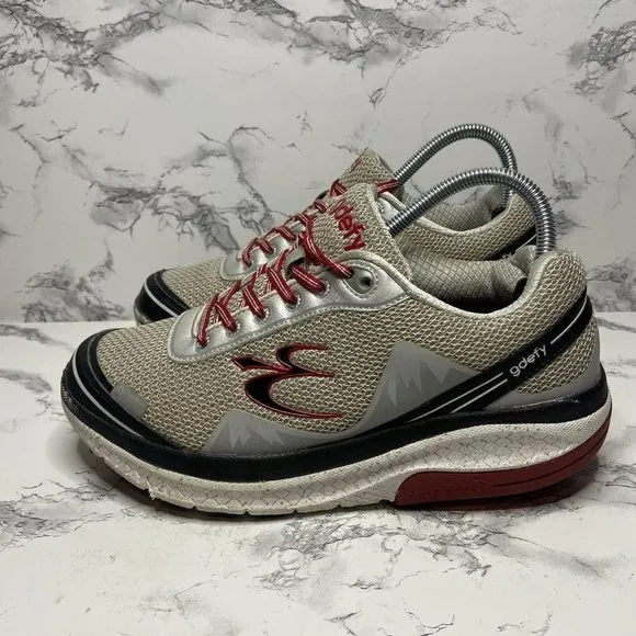 G Defy Gravity Defyer Mighty Walk Shoes Mens 8 Gray Mesh Red Athletic Sneaker