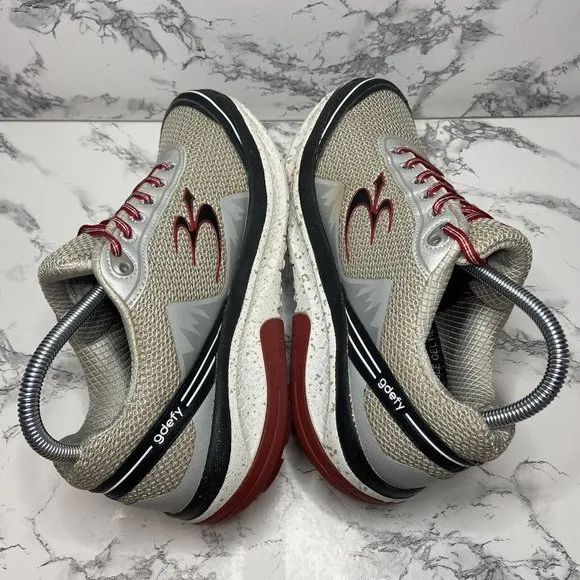 G Defy Gravity Defyer Mighty Walk Shoes Mens 8 Gray Mesh Red Athletic Sneaker