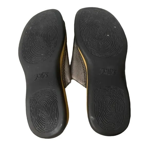 Gabor Women's Size EUR 41 US 10 Leather Metallic Gold Slide Sandals