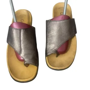 Gabor Women's Size EUR 41 US 10 Leather Metallic Gold Slide Sandals