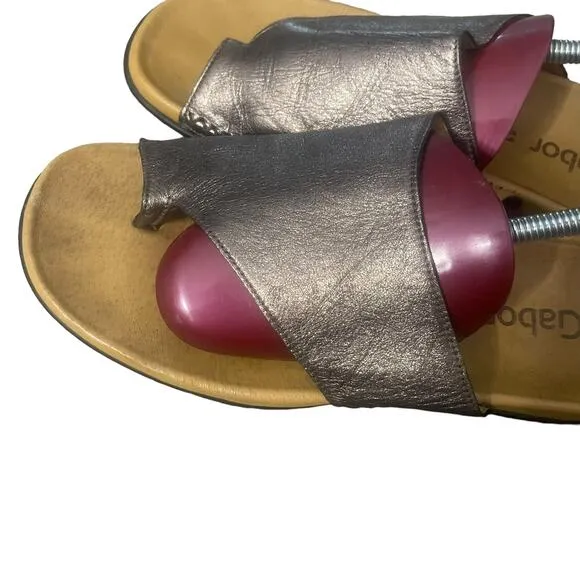 Gabor Women's Size EUR 41 US 10 Leather Metallic Gold Slide Sandals