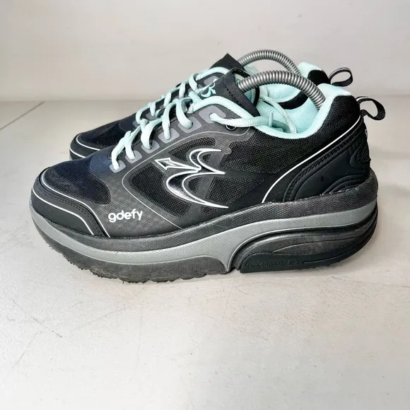 Gdefy gravity defyer shoes walking sneakers black teal women’s size 10