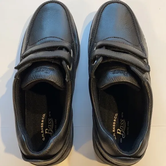 G.H. Bass &amp; Co. SZ 11.5 Black Leather Seymour Men’s Comfort Shoes Strap Closure