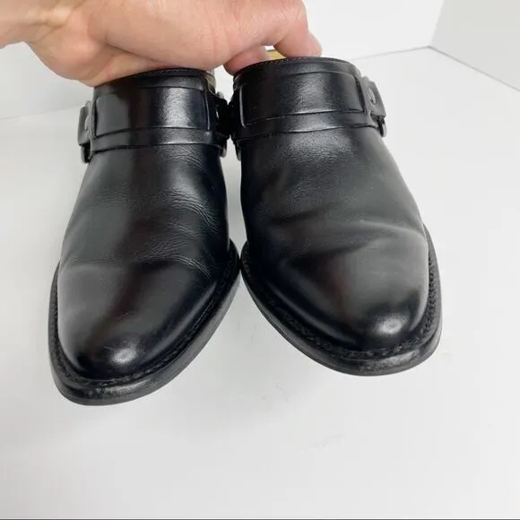 GIANNI BINI Leather Black Heeled Slides Size 8.5