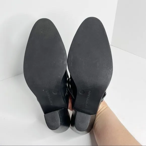 GIANNI BINI Leather Black Heeled Slides Size 8.5