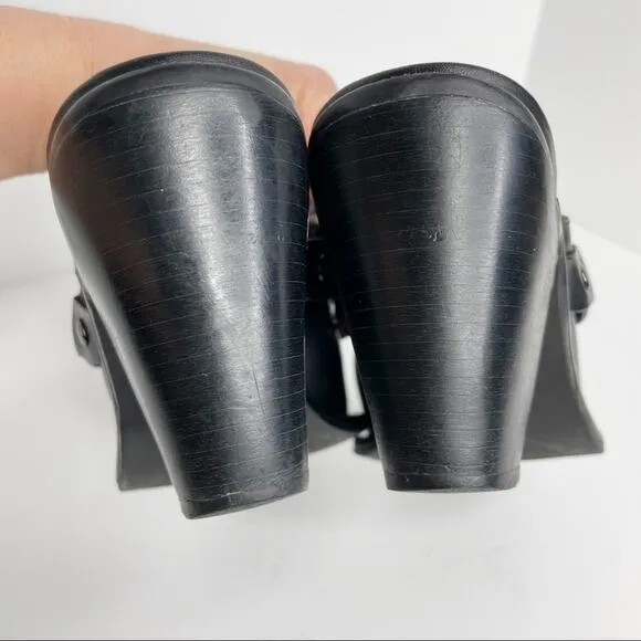 GIANNI BINI Leather Black Heeled Slides Size 8.5
